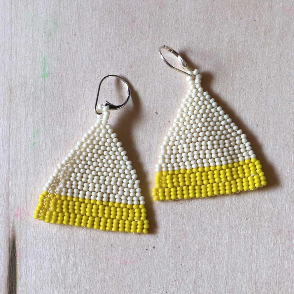 HANDMADE GLASS EARRINGS | Beehive Handwoven Seed Bead Earrings in Swift